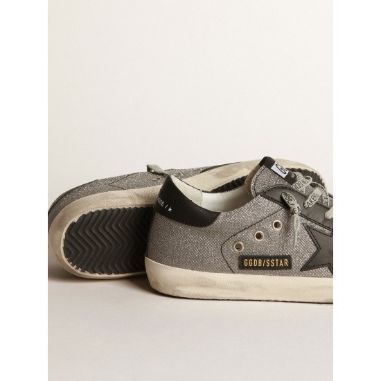Black Super-Star sneakers with iridescent fabric