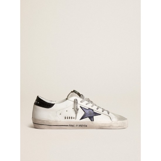 Super-Star with blue metallic leather star and black heel tab