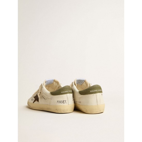 Men's Super-Star LTD in nappa with brown suede star and green heel tab