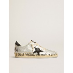 Ball Star LTD in silver leather with gray suede star and heel tab