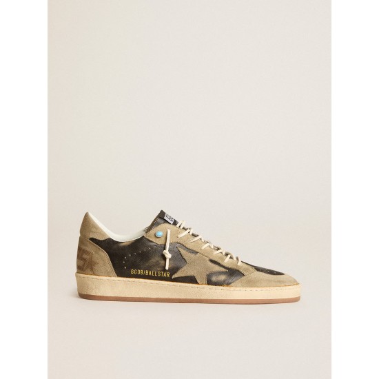 Brown Ball Star with dove-gray suede star and heel tab