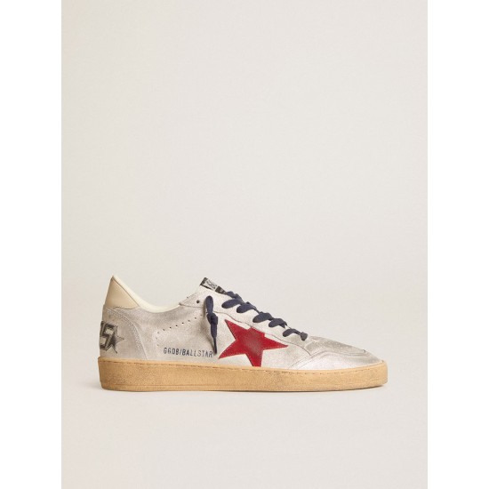 Ball Star in metallic suede with suede star and leather heel tab