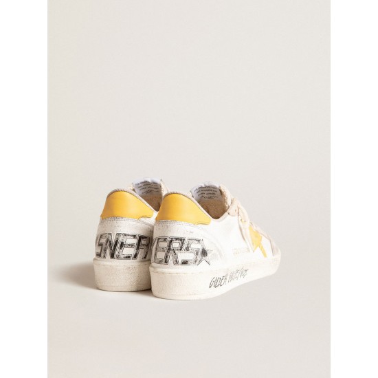 Ball Star LTD in white mesh with yellow leather star and heel tab