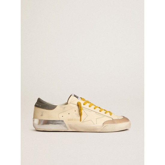 Super-Star in leather with perforated star and gray suede heel tab