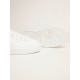 White Purestar sneakers with fluorescent orange heel tab