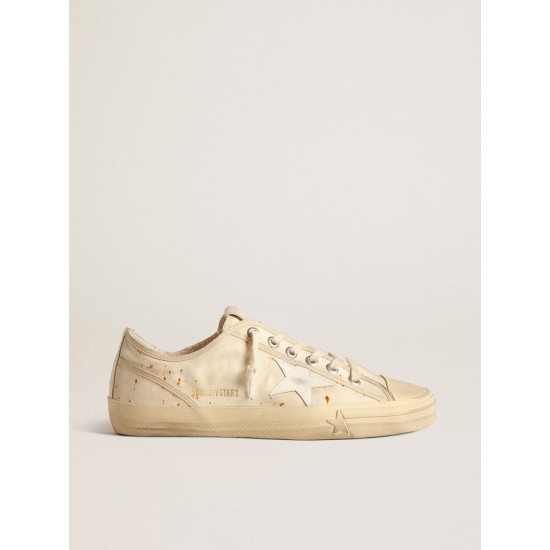 Men’s V-Star LAB in canvas with leather star and rust-colored marks