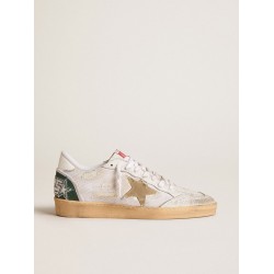 Ball Star LTD in white crackle leather and mesh with suede star