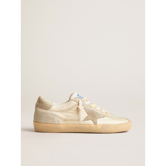 Men’s Super-Star LAB in nylon with dove-gray star and ice-gray suede inserts
