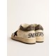 Men’s Ball Star Pro Mid in aged white leather with black star