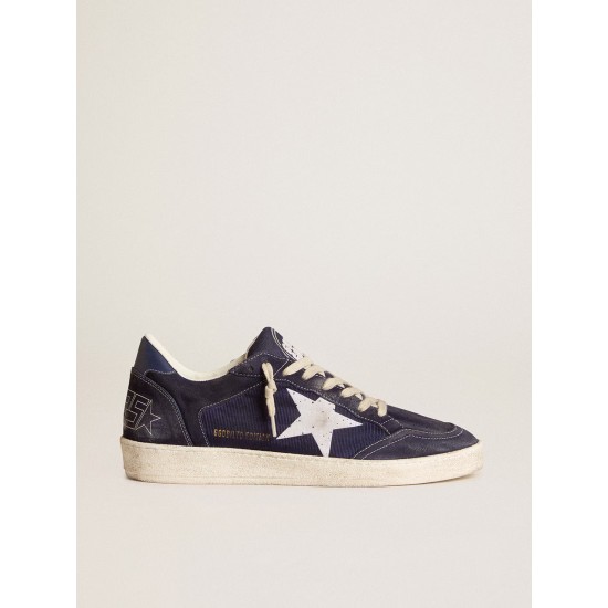 Ball Star LTD in blue suede and nylon with white star and blue heel tab