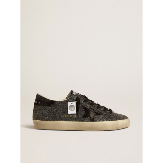 Women’s Super-Star in black Swarovski crystals with black suede star