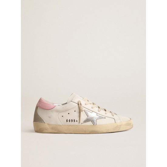 Women's Super-Star with silver leather star and pink heel tab