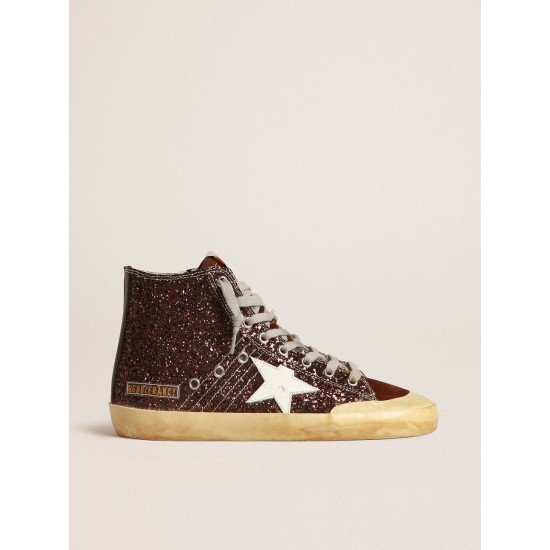 Francy Penstar in brown glitter with white leather star