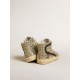 Slide in platinum glitter with leopard-print pony skin star and black flash