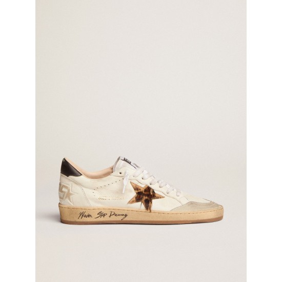 Women's Ball Star with leopard print pony skin star and black heel tab