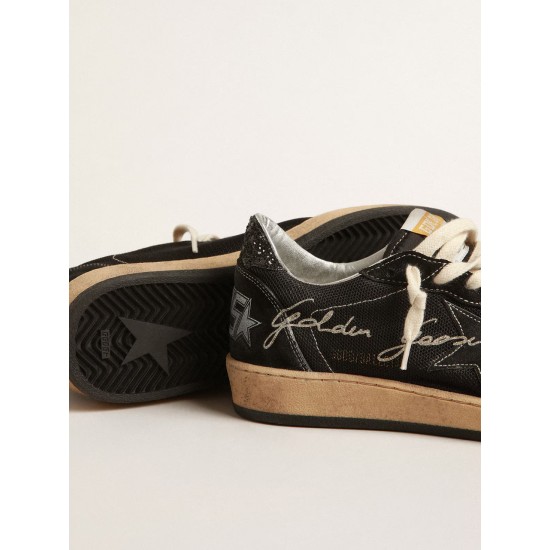 Ball Star in black mesh with black suede star