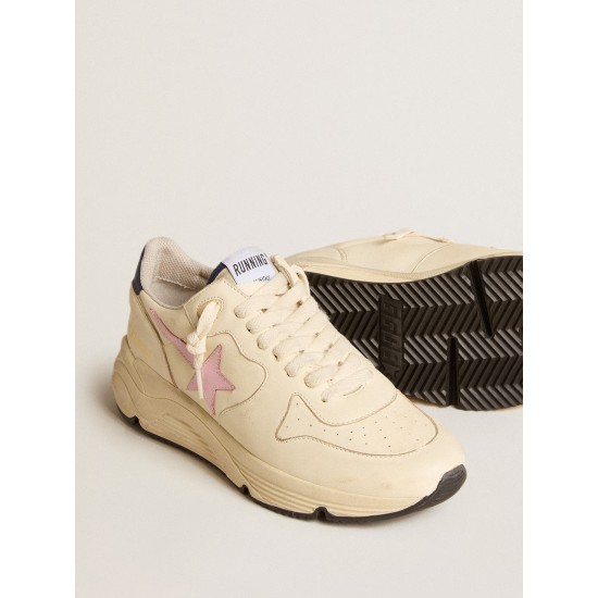 Running Sole in nappa leather with pink leather star and blue leather heel tab
