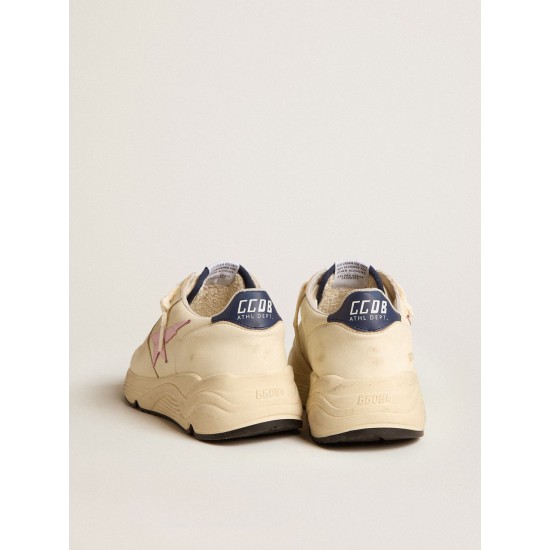 Running Sole in nappa leather with pink leather star and blue leather heel tab