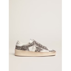 Women's Stardan in white leather and glitter