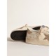 Stardan in ecru nappa leather with gold glitter star and heel tab