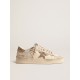 Stardan in ecru nappa leather with gold glitter star and heel tab