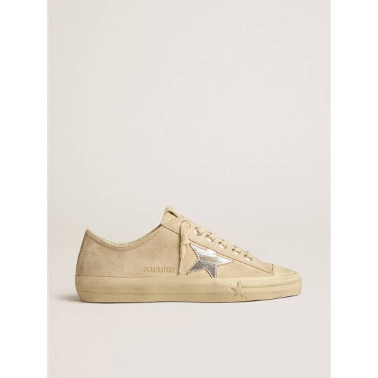 Women’s V-Star in pearl suede with silver metallic leather star