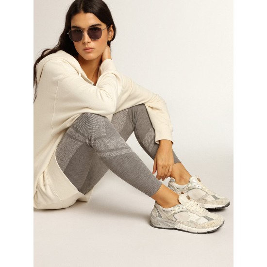 Women's Dad-Star in white mesh and suede