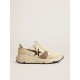 Running Sole LTD in cream nylon and suede with a glitter star