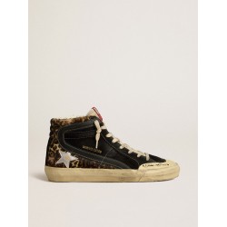 Slide Penstar LTD in leopard-print pony skin with silver star and black flash
