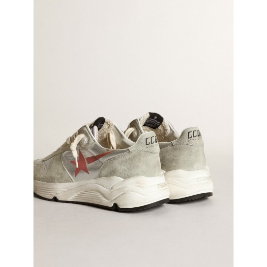 Women's Running Sole in silver leather with ice-gray inserts