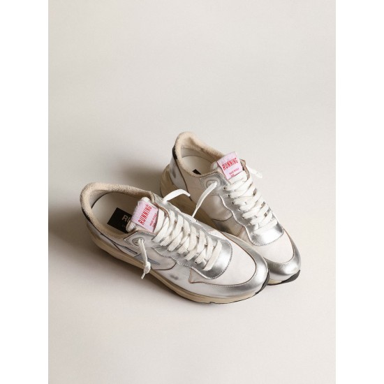 Running Sole in nylon and silver metallic leather with light blue star