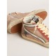 Slide in pink suede with anthracite laminated leather star