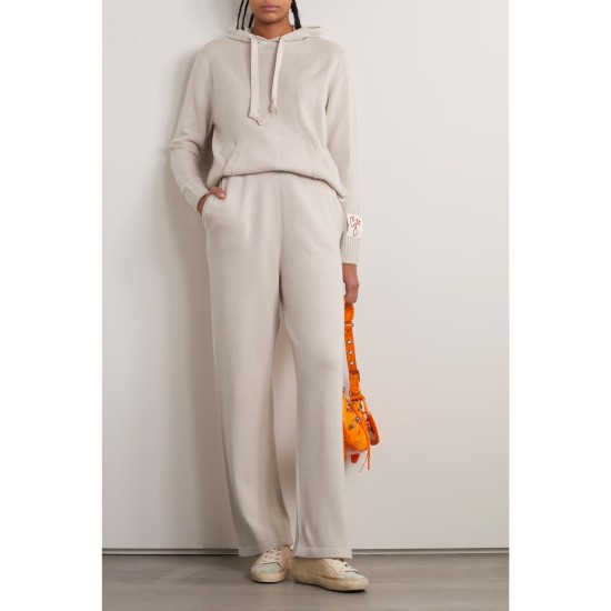 Golden cashmere and wool-blend track pants