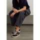 Super-Star eyelet-embellished distressed glittered leather and velvet sneakers