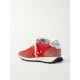 Running Marathon metallic leather-trimmed suede and shell sneakers