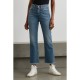 Golden high-rise cropped flared jeans