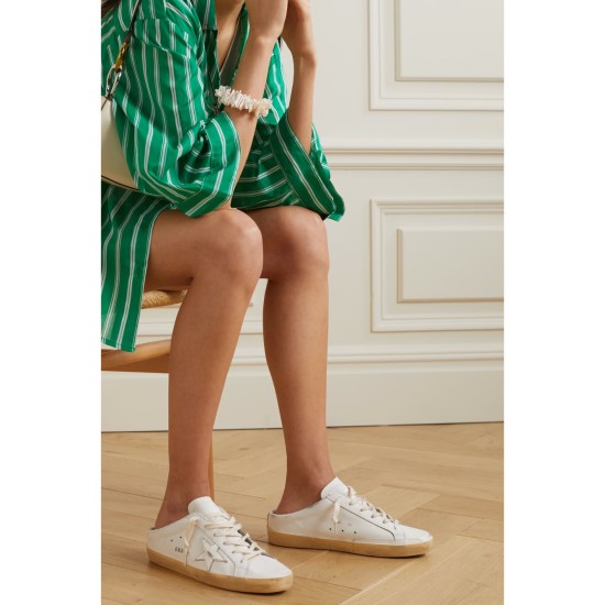 Superstar Sabot distressed leather slip-on sneakers