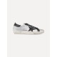 Superstar distressed metallic leather and suede sneakers
